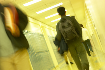 students in hallway